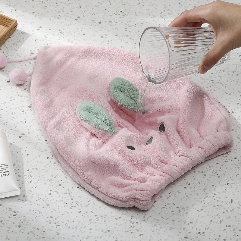 Microfiber Solid Soft Dry Hair Hat Cute Rabbit Towel Women Shower Wear Head Towels Home Textile Towel Bath Wearable