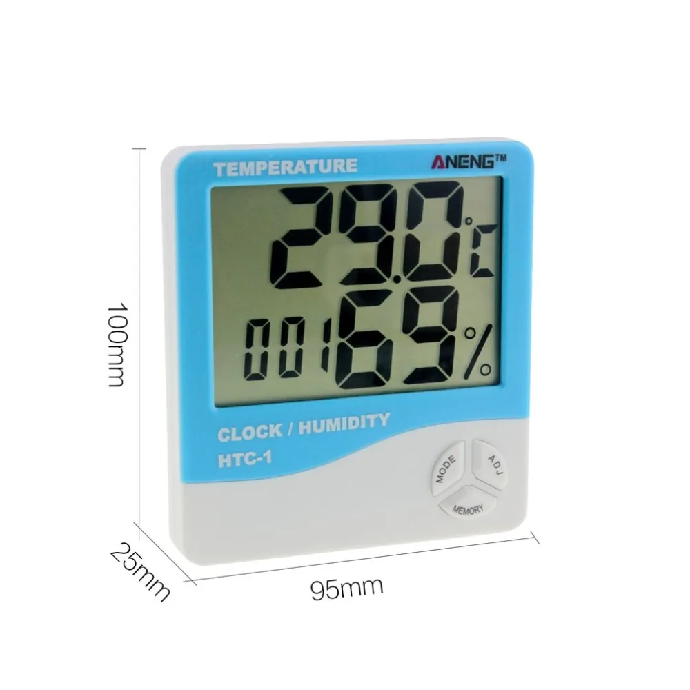 HTC-1 Indoor LCD Electronic Digital Temperature Humidity Meter Room Thermometer Hygrometer Alarm Clock Weather Station