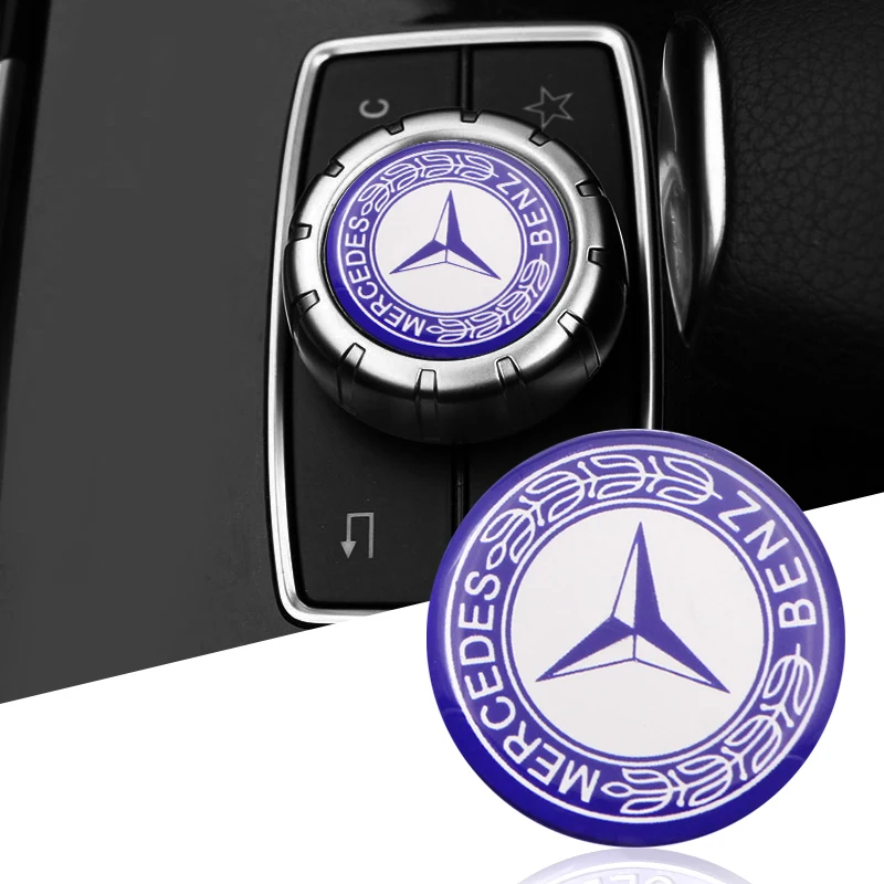 

1 PCS 29mm Car Central control multimedia knob cover Car decoration sticker For Mercedes benz A B R G Class GLK GLA C200 C300