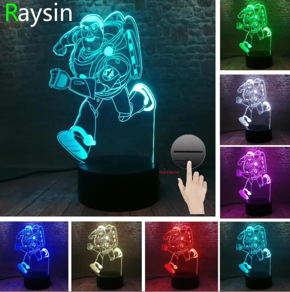 Touch One 7 Color Детская история игрушек Базз Лайтер древесный RGB цвет пеленальный столик декоративное ночное освещение дети ребенок Рождественский подарок на день рождения на праздник - Испускаемый цвет: Touch One 7 Color