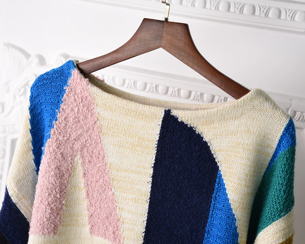 Высокое качество Модный разноцветный кашемировый свитер женский блестящий топ