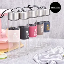 HOWTELEE модные кружки прозрачное прямое тело Пара стеклянная Милая Студенческая чашка для воды с крышкой и ручкой кофе молочные стаканы