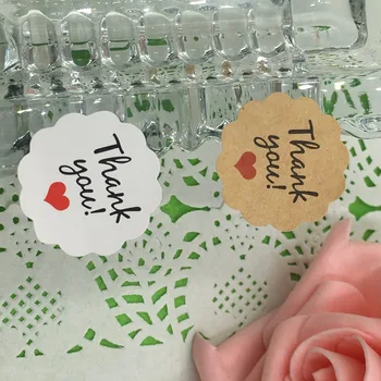 

5000pcs 3*3cm Paper thank you heart Circular Cursive writing design Sticker Labels Seals Gift stickers for Wedding Labels