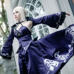 Fate Stay Night Saber Alter Arturia Pendragon Cosplay Costume Women Anime FGO Zero Fate Black Bride Gothic Lolita Dress