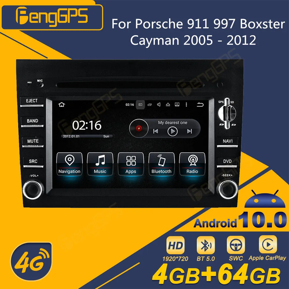 

Автомагнитола 2 Din для Porsche 911 997 Boxster Cayman 2005 - 2012 Android, стереоприемник, Авторадио, мультимедийный DVD-плеер, GPS-навигатор
