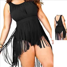 PARAKINI большой плюс размер цельный купальник сексуальный винтажный кистями Biquini набор женский пляжный купальник Одежда с высокой талией Monokin