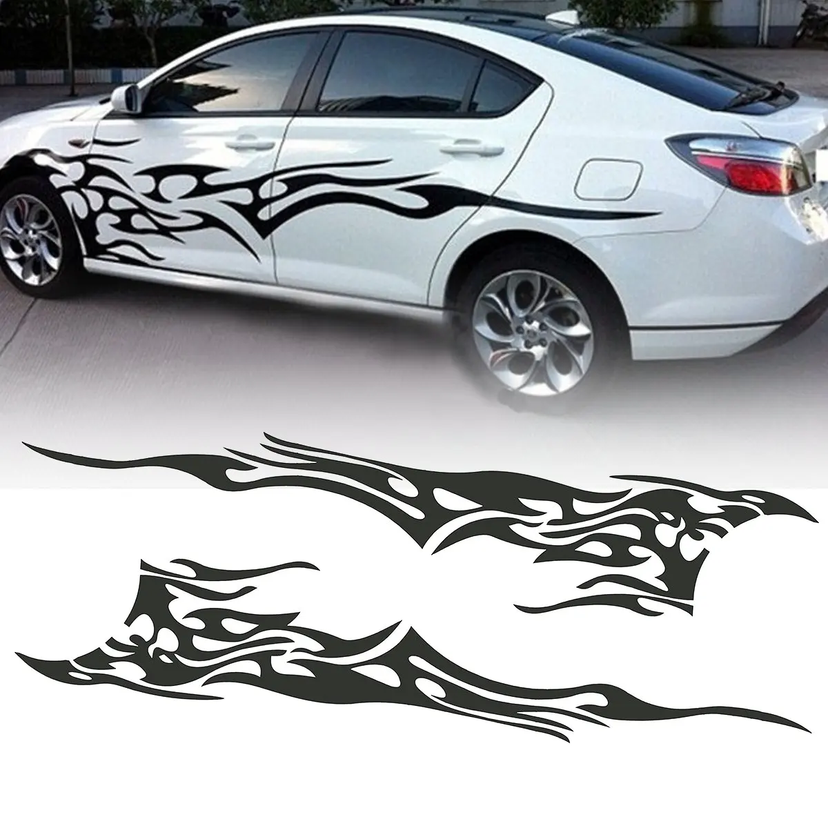 

Pair Car Motorcycle Flame Stickers Whole Body Decal Decorative Covers Protector Auto Sticker Accessories Universal