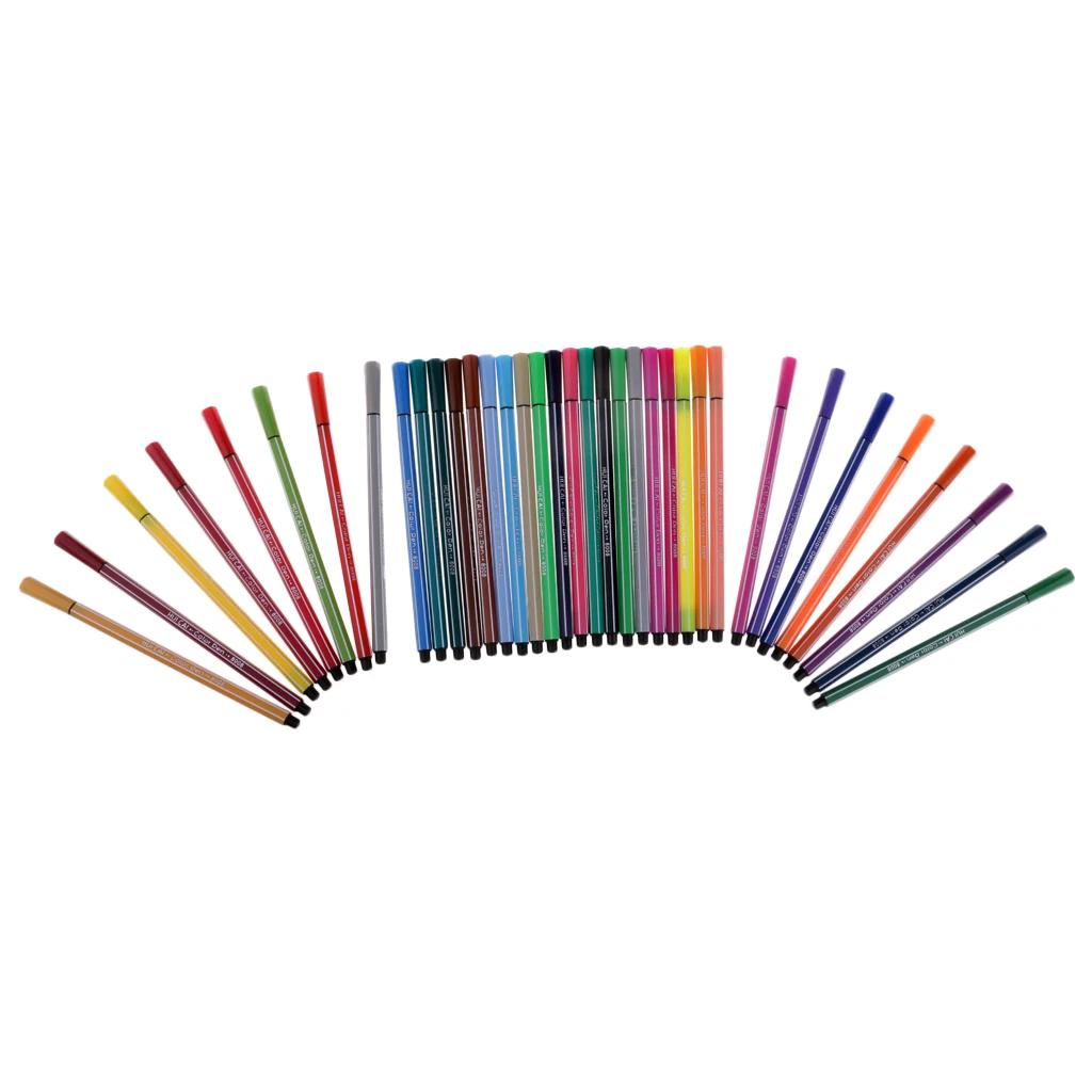 36x Fibre Felt Tip Coloring Pen Washable For Kids Children Drawing Graffiti