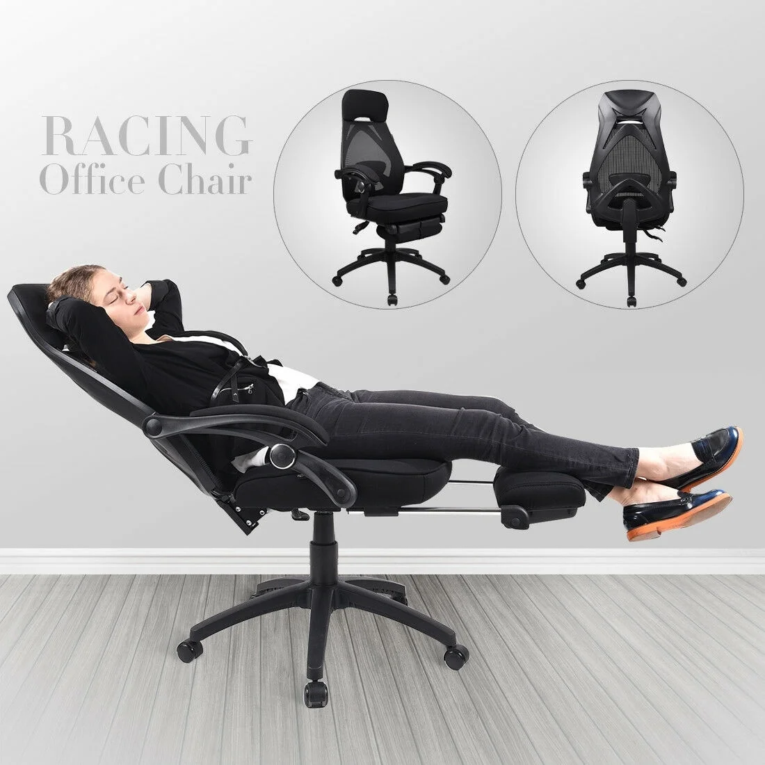 

Office Computer Racing Gaming Chair High Back Ergonomic Recliner Seat w/Footrest