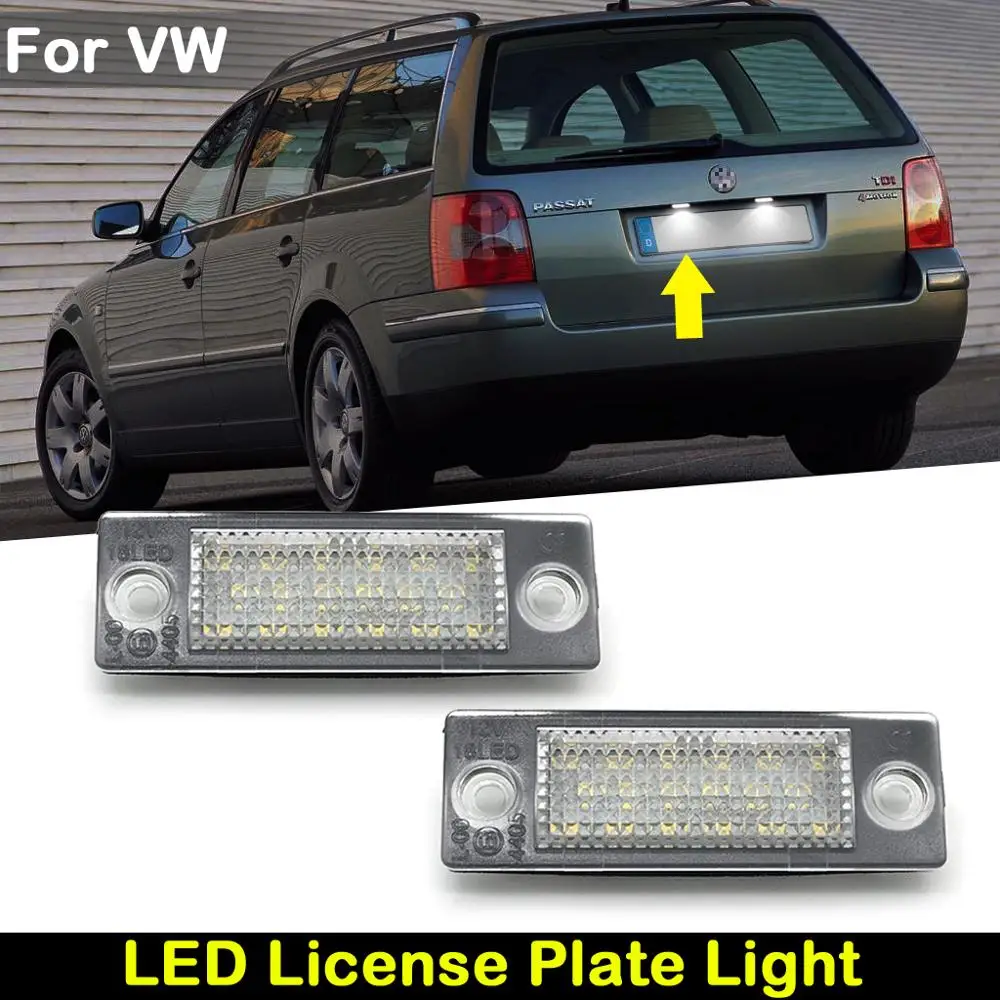 Задний белый светодиодный номерной знак для VW Caddy Golf Jetta Passat Touran Transporter