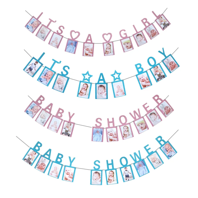 Фоторамка для первого дня рождения с надписью It A Boy Girl Baby Shower|Флажки вымпелы и