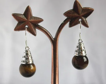 

beautiful & high quality 12mm tiger eye bead hook earring