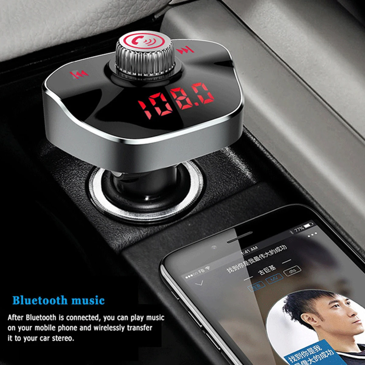 Беспроводной автомобильный fm-передатчик с громкой связью, Bluetooth 4,2, умный Автомобильный MP3-плеер, 12-24 В, 3.1A, автомобильное зарядное устройство с двумя USB, черный цвет