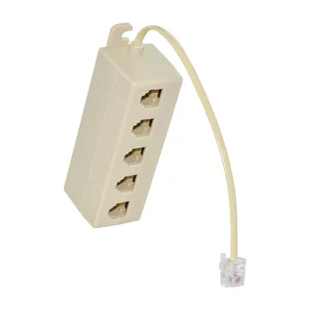 

CYSM 10pcs/lot Beige Color 5 Way Outlet 6P4C RJ11 RJ12 Telephone Phone Modular Jack Line Splitter Adapter 1-in-5-out