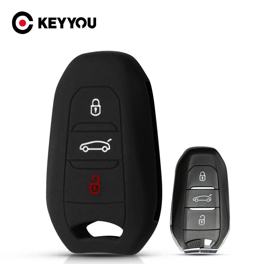 

KEYYOU 10x3 кнопки силиконовый чехол для ключей от машины для Peugeot C6 508 C5 C3 508 2008 3008 C4 Aircross Picasso Grand чехол дистанционного брелока