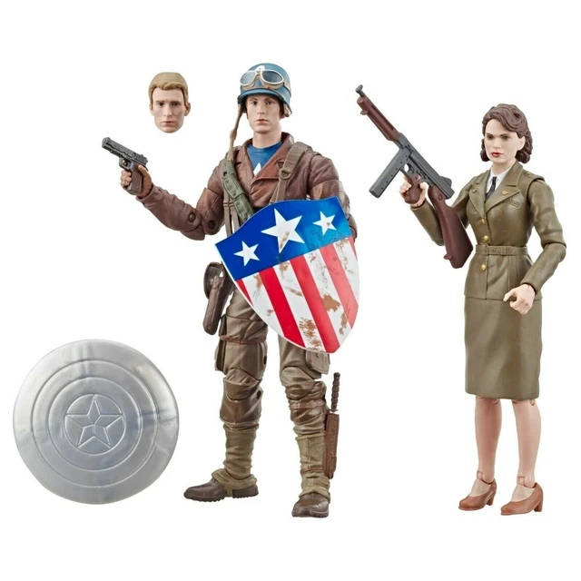 Original Marvel Legends Captain America & Peggy Carter 2 Pack Movie 6  Action Figure Steve Rogers The First Avenger Toys Doll