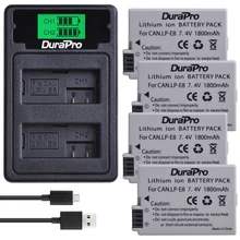 Литий-ионный аккумулятор для камеры DuraPro 1800mAh LP-E8 LP E8+ зарядное устройство с двойным жк-дисплеем USB с кабелем type-C для Canon EOS 550D 600D 650D 700D