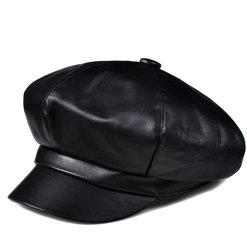 HL811 Мужская зимняя шапка из натуральной кожи, новая Студенческая шапка из натуральной кожи, кепки-бейсболки