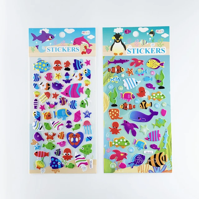 1 Sheet Kids Stickers Sea Animal 10 Different Sheets 3D Puffy Bulk  Scrapbooking Sticker For Kids