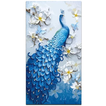 

GATYZTORY DIY Diamond Painting Beautiful Peacock Illustration Full Square Diamond Embroidery Home Decor Gift