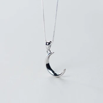 

Minimalist Fashion Moon 925 sterling silver Crescent Chokers Necklaces Jewelry Box Chain Clavicle Short Necklace Party