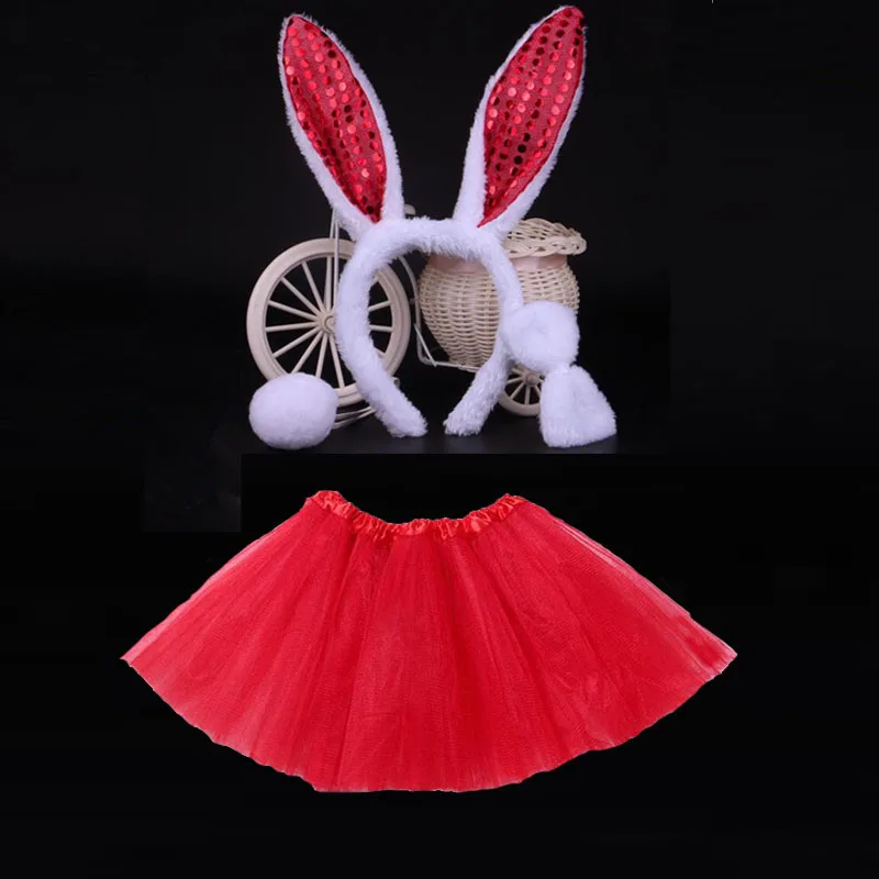 Kids Girls Bunny Ears Animal Headband Bow Tie Tail Rabbit Cosplay Costume Hair Skirt Tutu Halloween Carnival Birthday Party Gift Kids Girls Bunny Ears Animal Headband Bow Tie Tail Rabbit Cosplay Costume Hair Skirt Tutu Halloween Carnival Birthday Party Gift