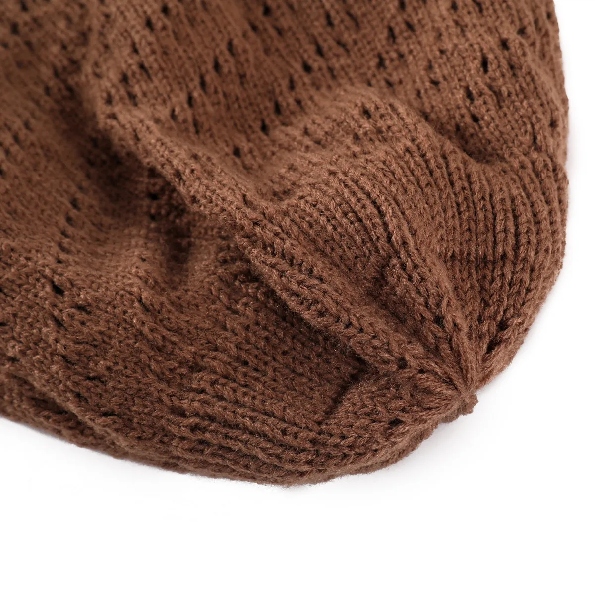 Fashion New Women Beanies Skullies Hat Cap Lady Spring Autumn Winter Solid Knitted Hollow Out Casual Bone Soft Cap Hat For Women 4