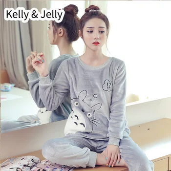 

Autumn / Winter 2019 Lady's Sleepwear Thickened Flannel Coral Fleece Bubble Dragon Cat pajamas Suit Lovely Home Suit