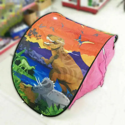 Dinosaur Only Tent Детская кровать мечты палатки с светильник карман для хранения детей мальчиков девочек ночной спальный складной всплывающий матрас Палатка игровой домик Единорог - Цвет: Dinosaur Only Tent