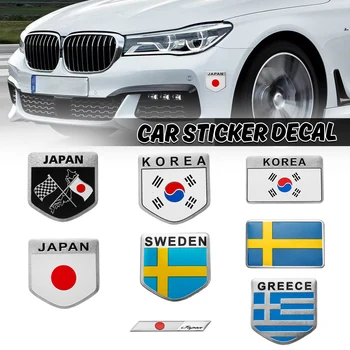 

3D Car Auto Sticker Decal Sweden Greece Korea Japan Flag Sticker Decal Emblem Badge Aluminum Alloy