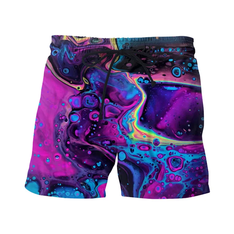 Фиолетовые кислотные Повседневные Шорты Для ванной новые Харадзюку летние для серфинга шорты унисекс забавные уличная сетка дышащии эластичные для талии шорты