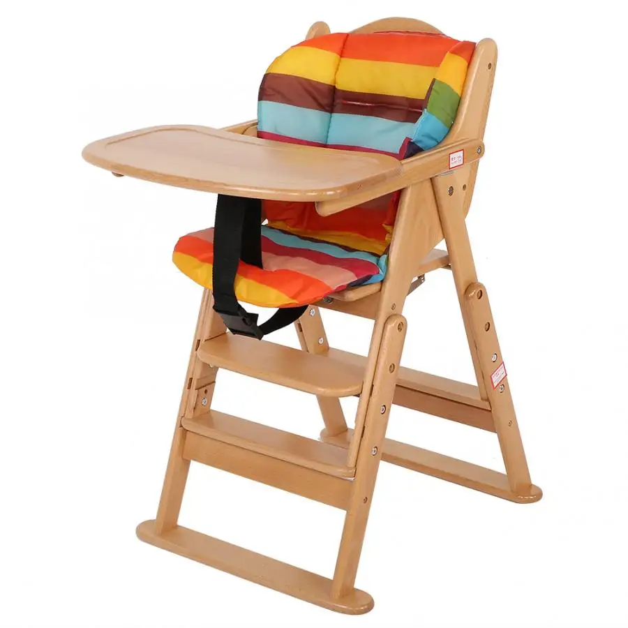 Детский высокий стульчик для кормления, подлинный натуральный бук, детское кресло для кормления малыша с поддоном