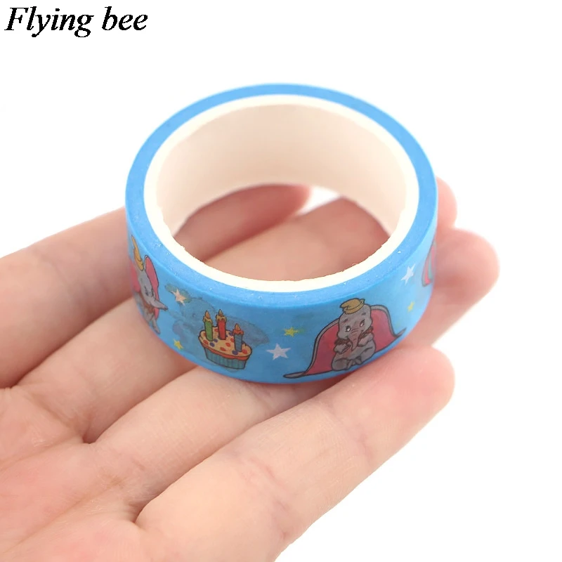 Flyingbee 15 мм X 5 м мультфильм Dumbo васи лента бумага DIY декоративная клейкая лента канцелярские милые маскирующие Ленточные принадлежности X0615