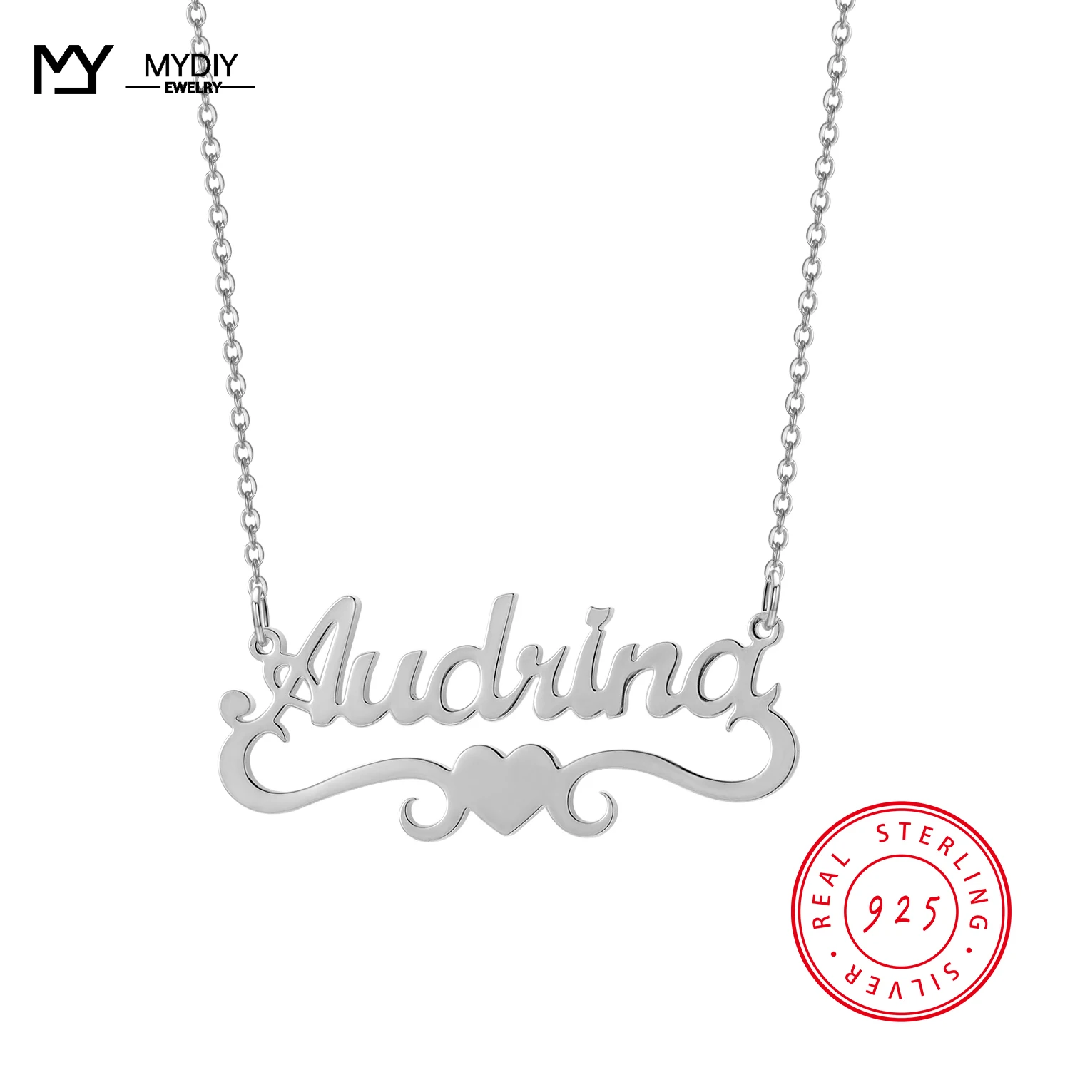 

Customized 925 Stering Silver Name Necklace Personalized Letter Choker Necklace Pendant Nameplate Gift MYDIY New Trend Jewelry