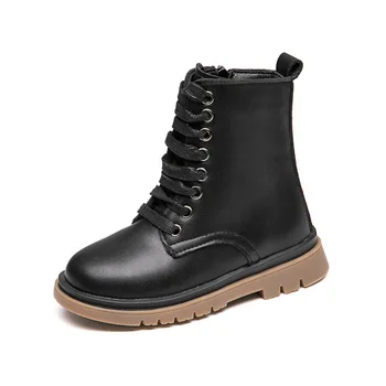 

2020 Martin Boots Autumn Winter Children Boots Fashion For Boys Girls Zipper British Style Motorcycle Boots Black Single Layer