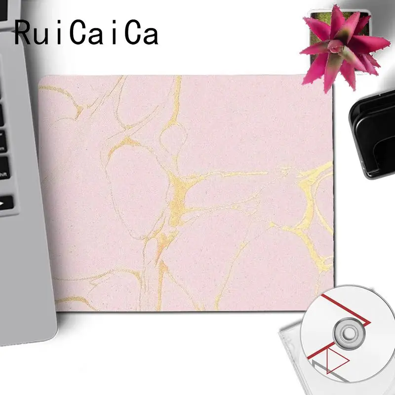 No Lock Edge25x29cm RuiCaiCa нескользящий ПК классный розовый золотой мраморный коврик для клавиатуры Ноутбук игровой Размер коврика для компьютерной мыши для 18x22 см 25x29 см резиновые коврики для мыши - Цвет: No Lock Edge25x29cm