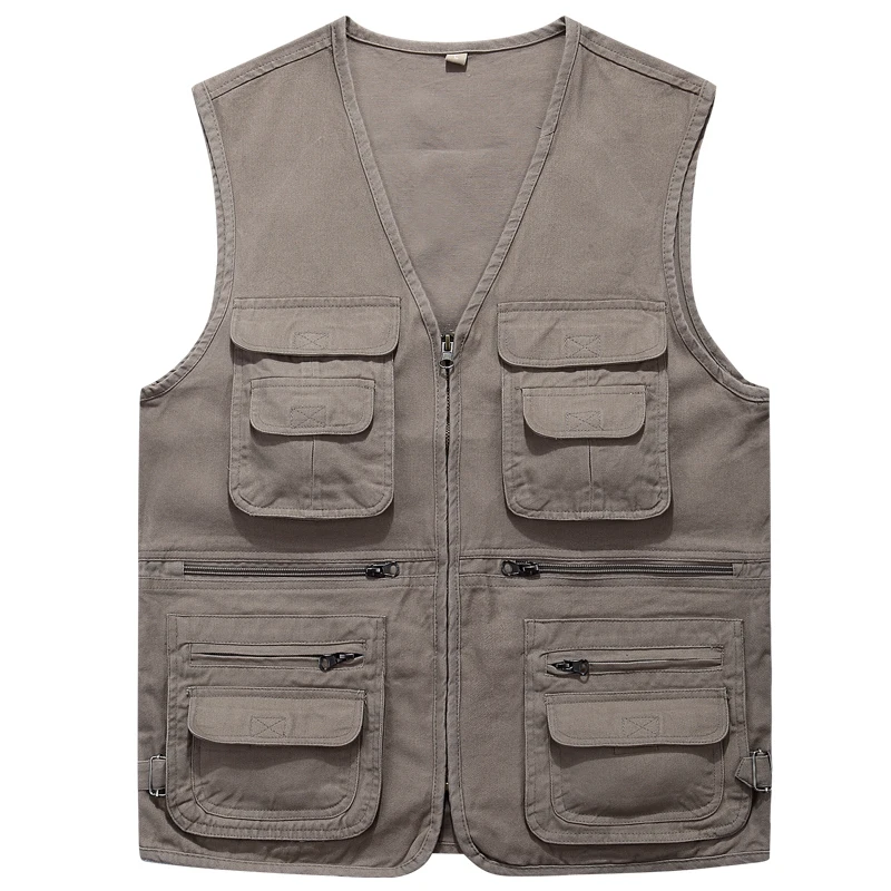 

2020 Men Multi-Pocket Classic Waistcoat Male Sleeveless Unloading Solid Coat Work Vest Photographer Tactical Masculino Jacket