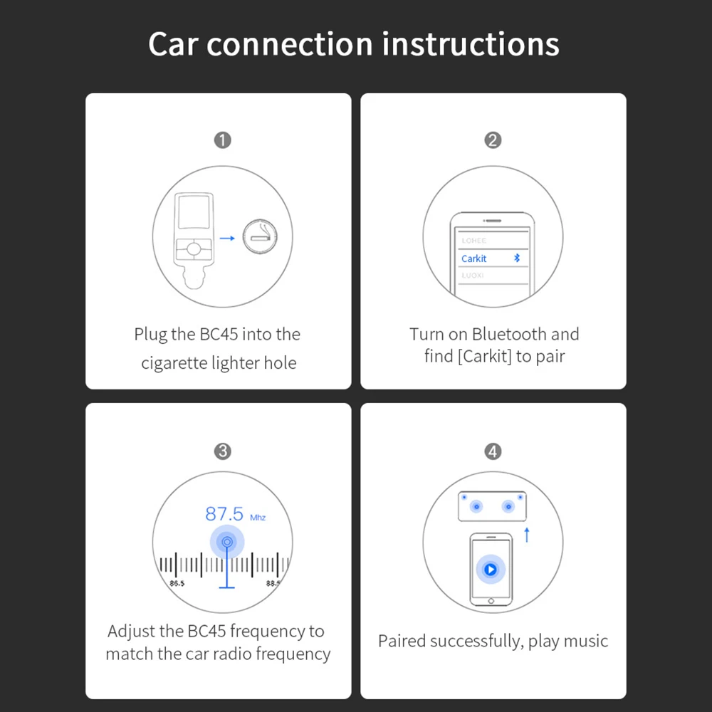 Автомобильный fm-передатчик ЖК-дисплей беспроводной Bluetooth громкой связи Автомобильный MP3-плеер вспомогательный аудиоресивер USB Поддержка TF карты/U диск