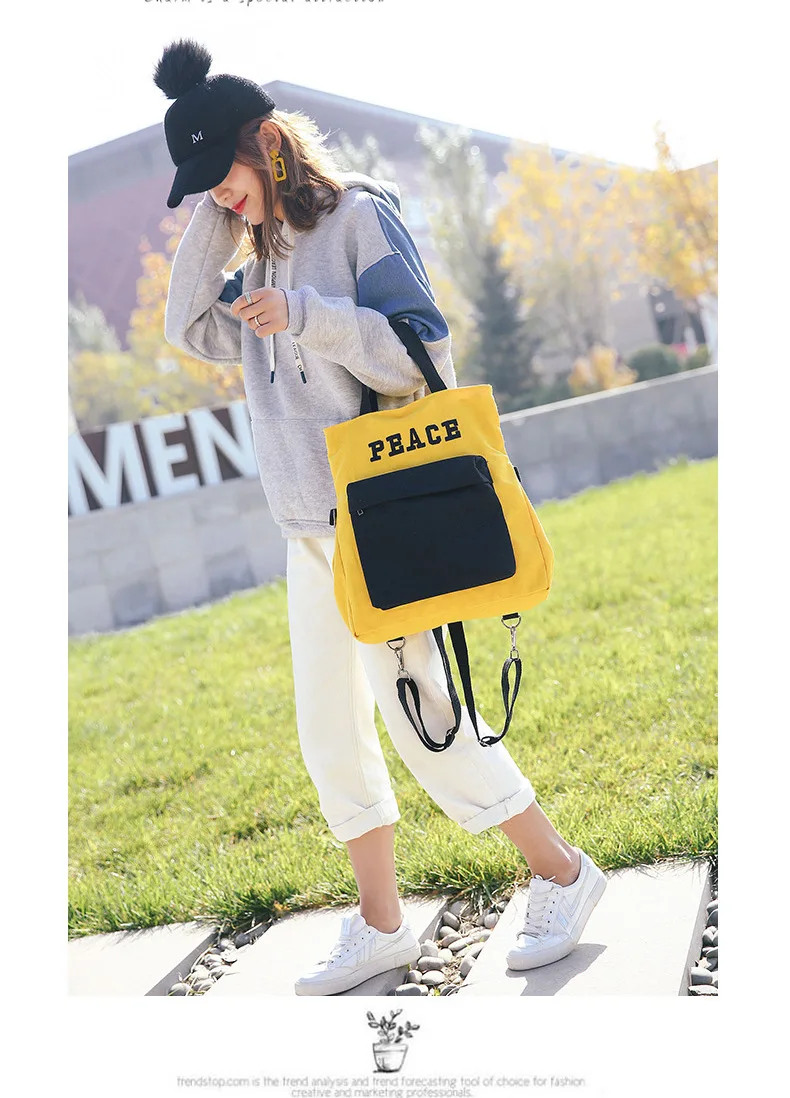 Manufacturers Wholesale New Style Korean-style Canvas Backpack Women's Multi-functional Schoolbag Fashion Shoulder Bag