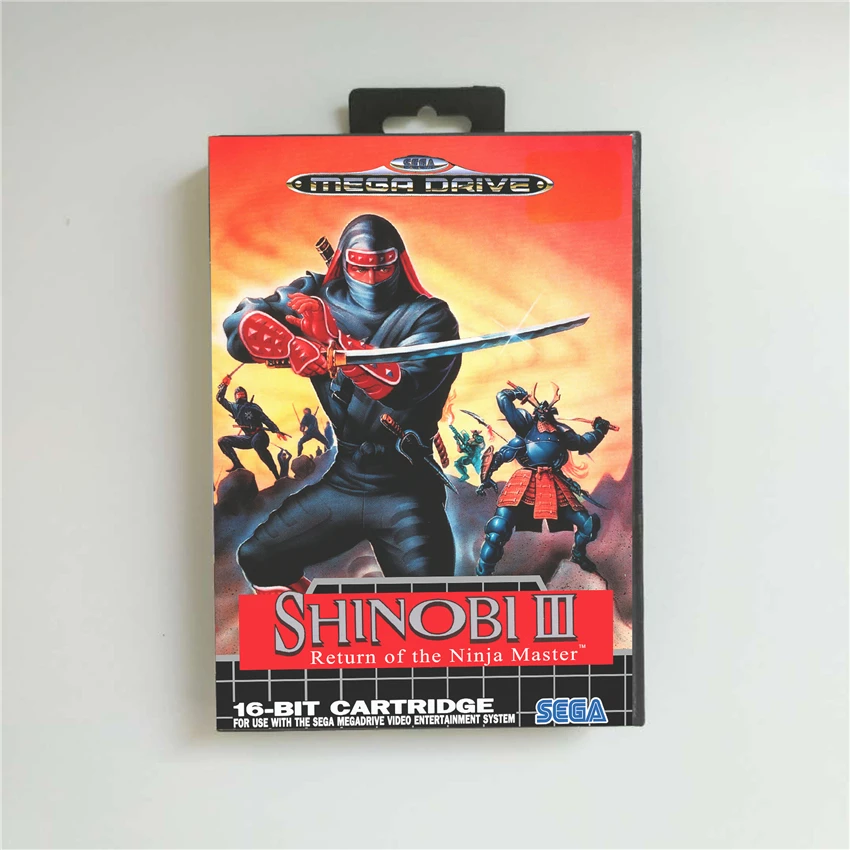Shinobi III 3 - Return of the Ninja Master EUR Cover With Box 16 Bit MD Game Card for Megadrive Genesis Video Console | Электроника