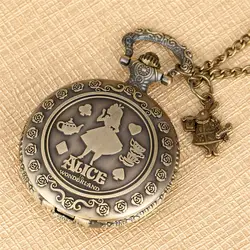 Изысканные кварцевые карманные часы с изображением Алисы в стране чудес, Арабская подвеска с циферблатом, часы с ожерельем, подарки для