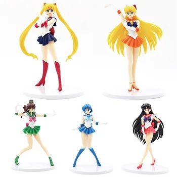 

Anime Sailor Moon Action Figure Minako Aino Hino Rei Kino Makoto Mizuno Ami beautiful girl Collection Pvc Model toys