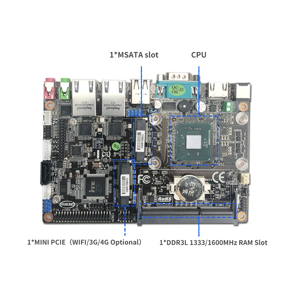 Minisys безвентиляторный промышленный мини ПК Intel Celeron J1900 четырехъядерный двойной Lan Linux микро компьютер Поддержка RS232 RS485 COM