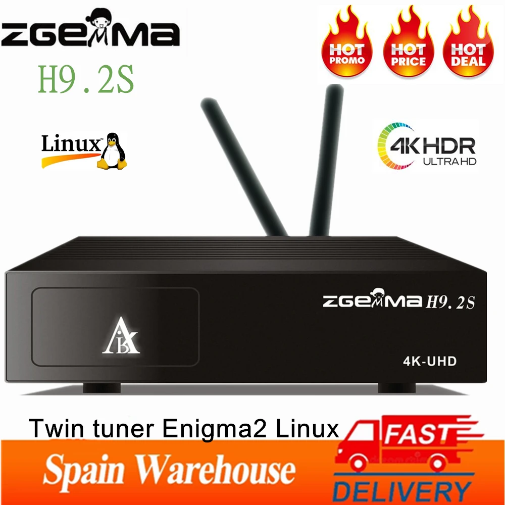 NEW Version ZGEMMA H9.2S Linux OS Enigma2 Digital 4K UHD Satellite Receiver DVB-S2X+DVB-S2X twin tuner with Dual WiFi Internal
