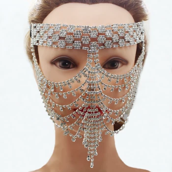 

Elegant 1pcs Diamond Rhinestone Mask Sexy Hallowmas Venetian Bauta Full face mask Mask Party Dance Mask Masquerade Cosplay Decor