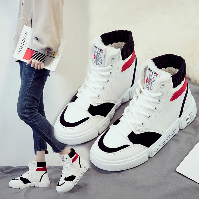 

YRRFUOT Women Sneakers Trend Lace-up Plus Velvet Casual Sneaker Flats Shoes 2020 Zapatillas Mujer Women Sneakers Comfortable