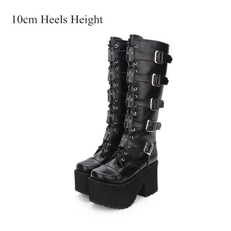 AdeeSu Womens Chunky Heels Bandage Platform Cow Leather Boots SXE04605 
