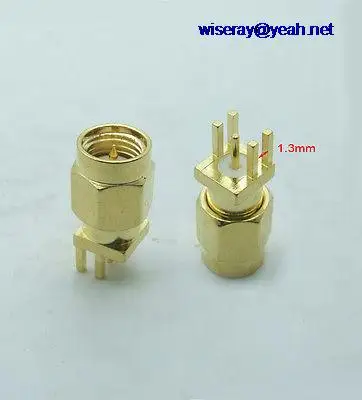 

DHL/EMS 200PCS Gold Brass SMA male plug solder for PCB clip edge mount Coaxial Connectors-A7