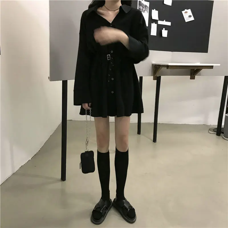 Mini Dress Women New Sexy Slim Abdomen Hepburn Style Fashionable Streetwear Solid Long Sleeve V-Neck Autumn Elegant Temperament wedding guest dresses