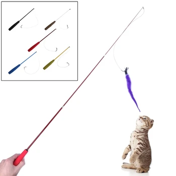 

2020 New Cat Toy Plush Stick Stretch Kitten Pet Dog Teaser Fun Play Wand Interactive Wire
